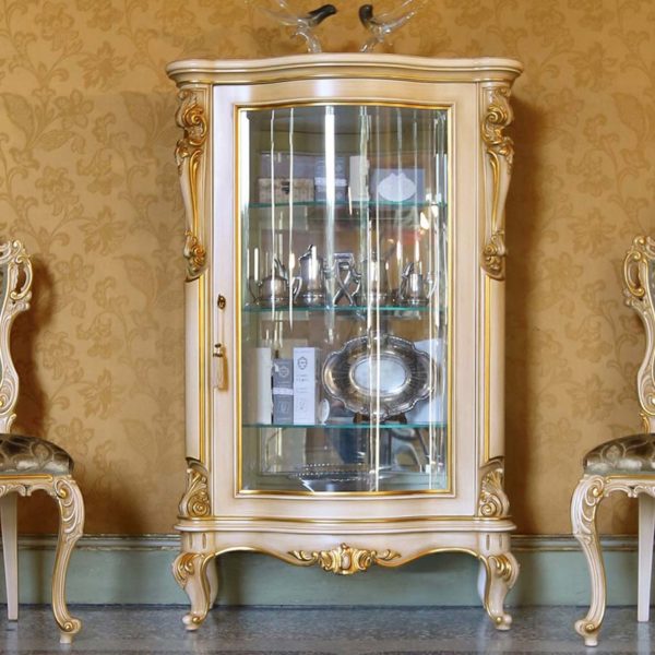 cristalliera vetrina elegante di lusso in legno in stile classico