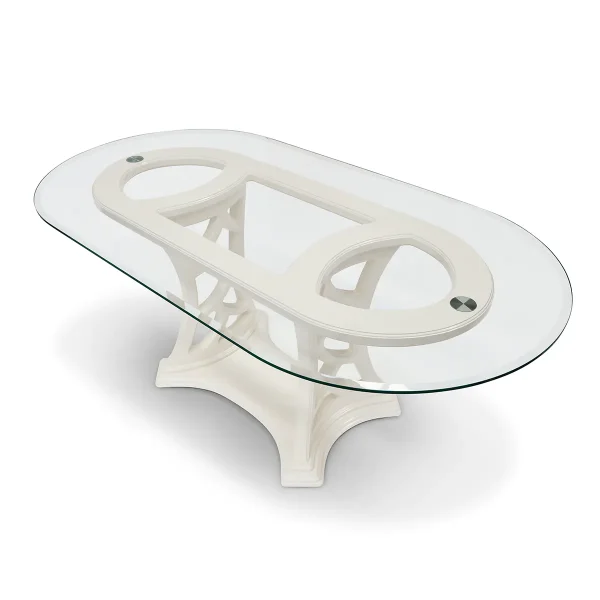 Tavolo ovale con piano in cristallo made in italy su misura