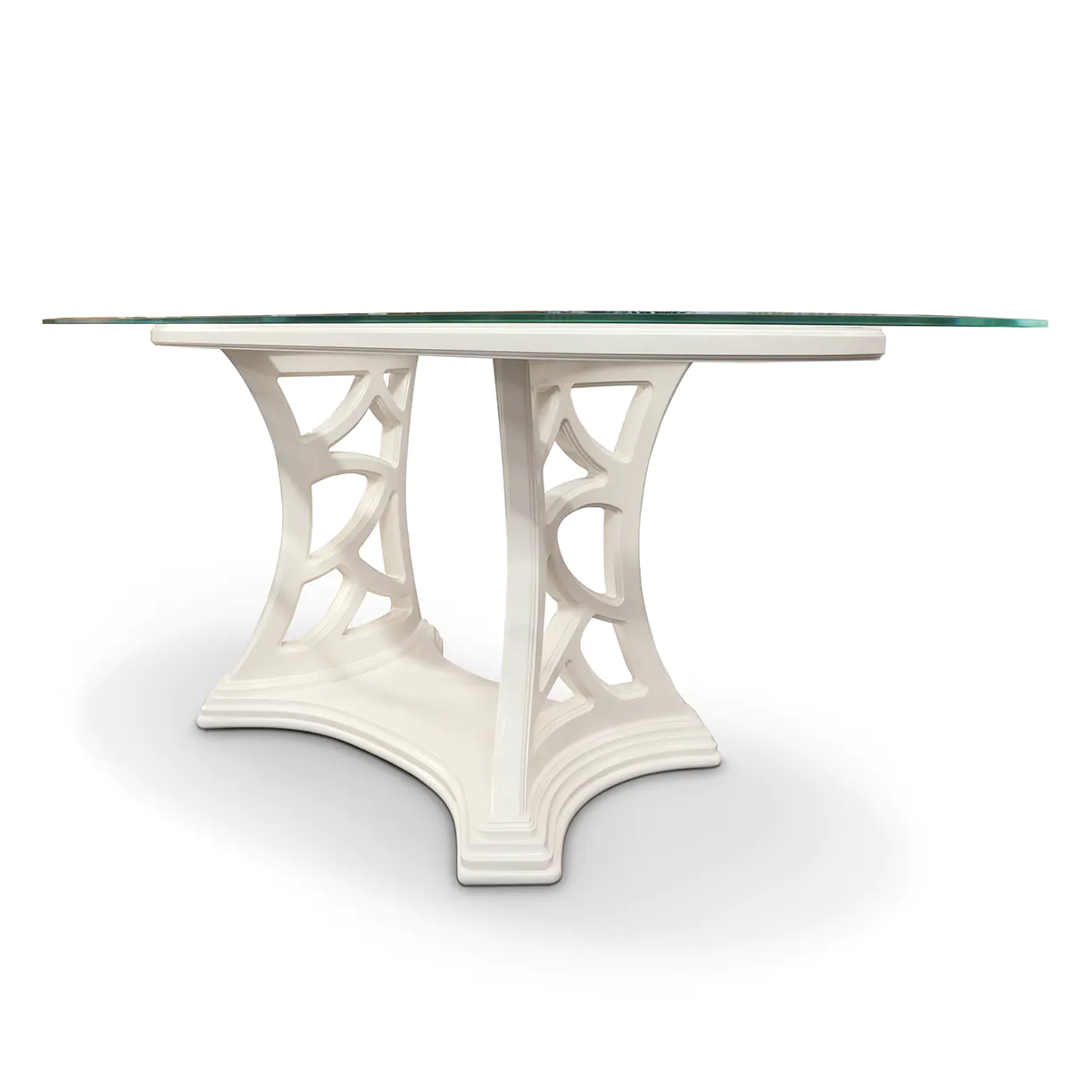 Oval table with glass top made in italy su misura 2