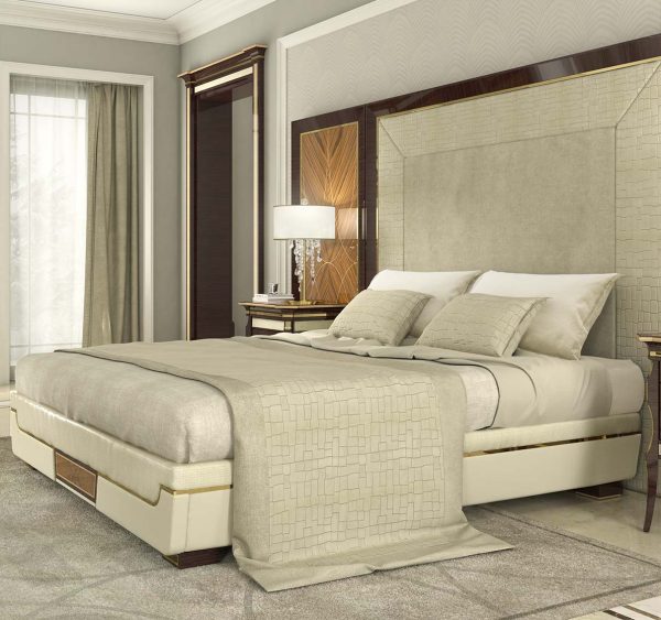 letto elegante di lusso in legno in stile contemporaneo
