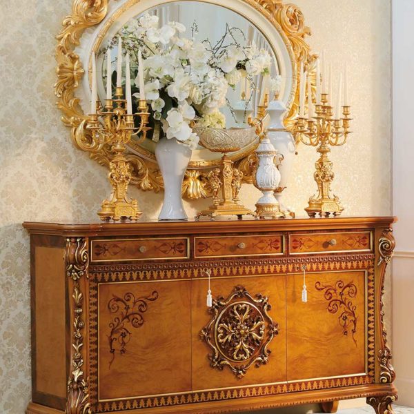 credenza elegante di lusso in legno in stile classico