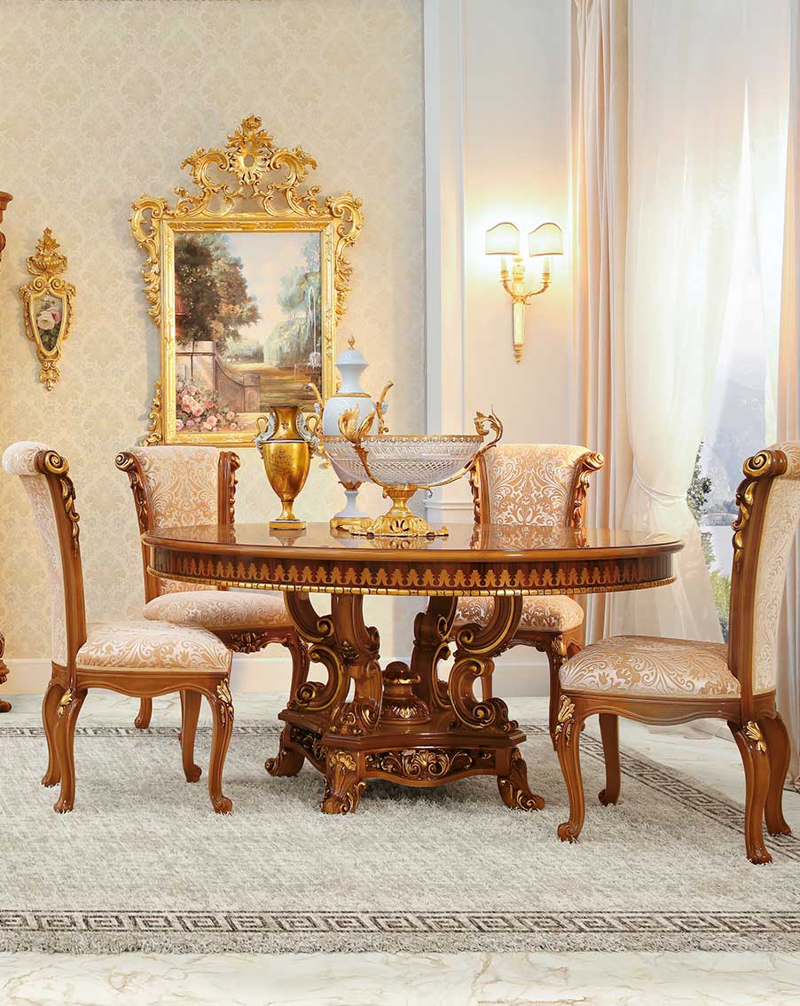 tavolo elegante di lusso in legno in stile classico