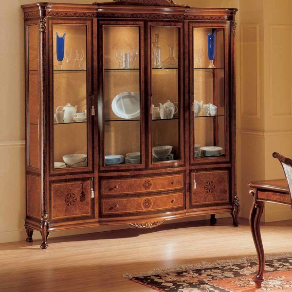 soggiorno vetrina elegante di lusso in legno in stile classico