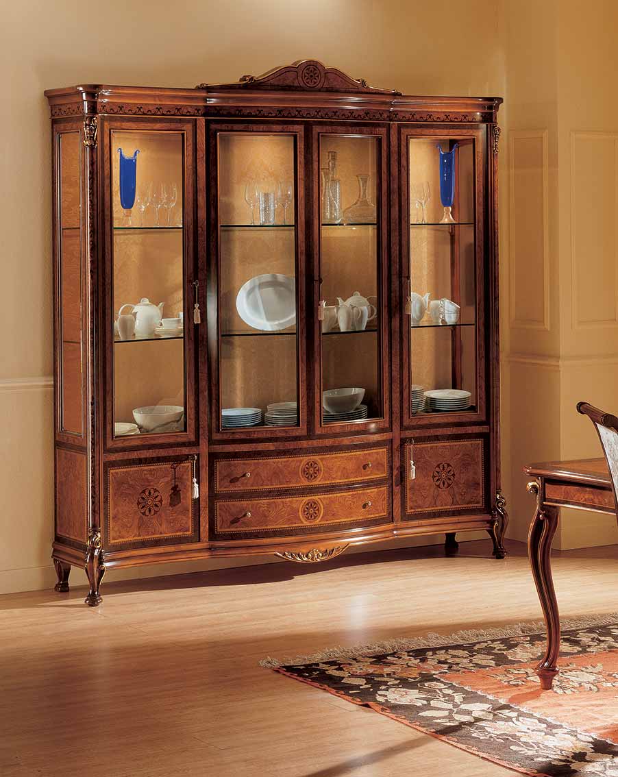 soggiorno vetrina elegante di lusso in legno in stile classico