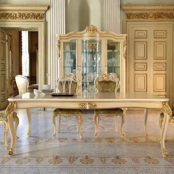 Louvre rectangular table with side extens. made in italy su misura