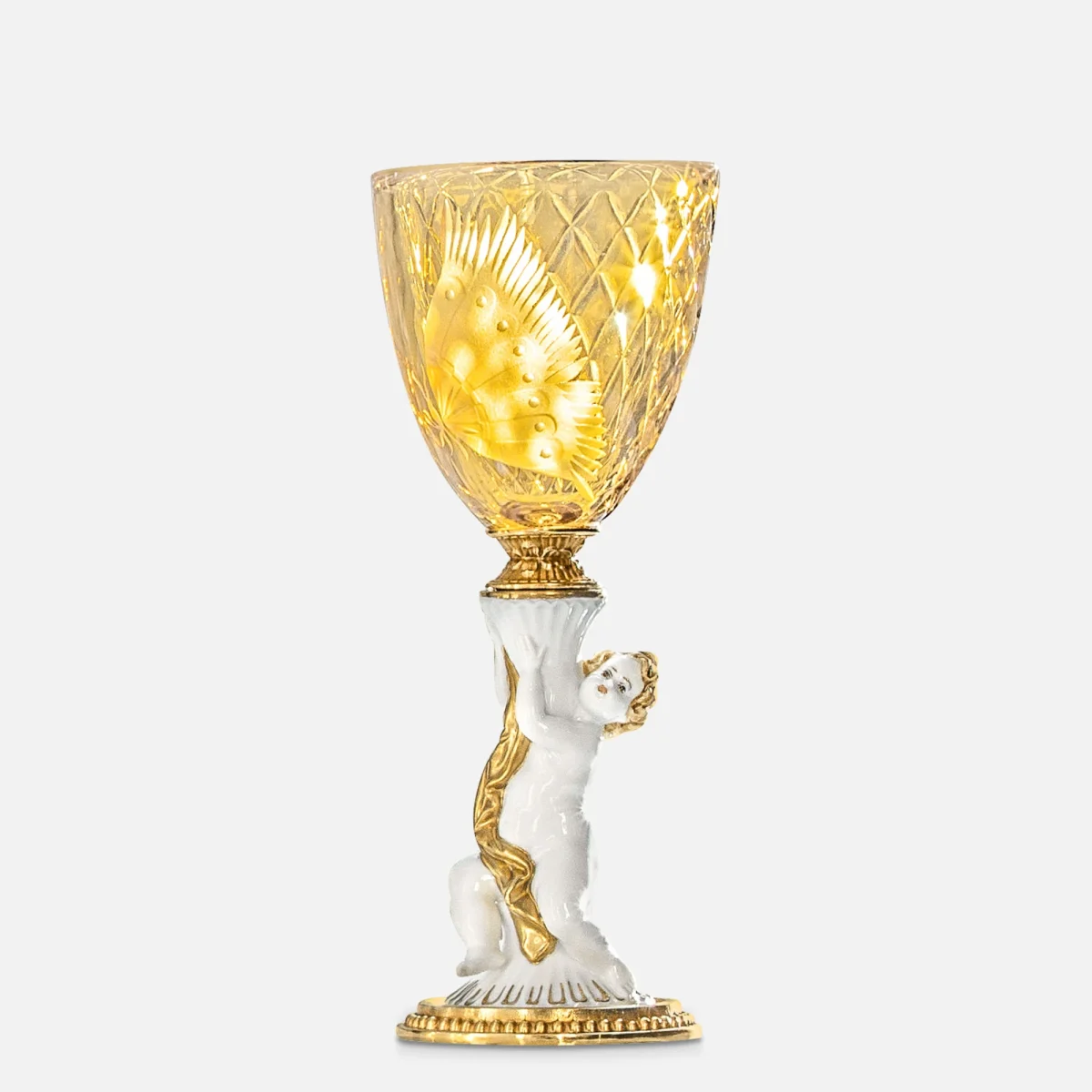 Crystal glass with porcelain