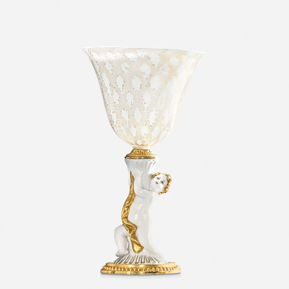 Crystal glass with porcelain made in italy su misura
