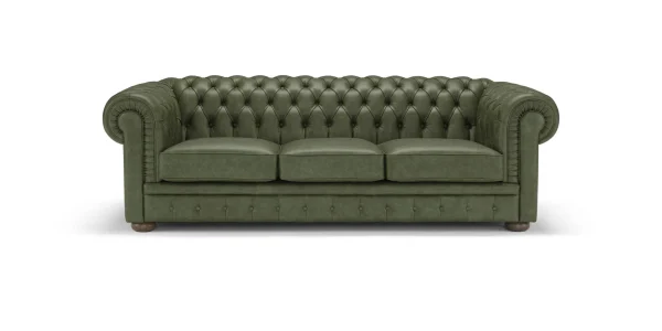 Three-seater leather Chesterfield sofa made in italy su misura