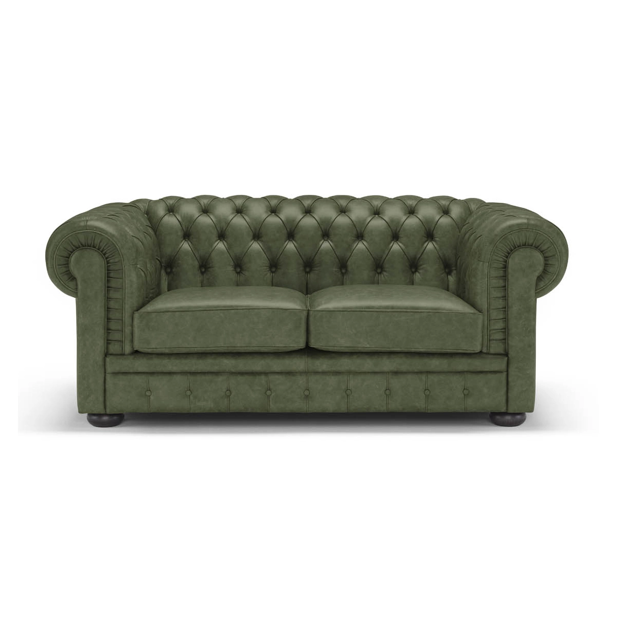 Two-seater leather Chesterfield sofa