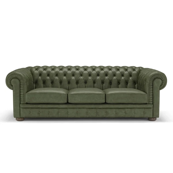 Three-seater leather Chesterfield sofa made in italy su misura