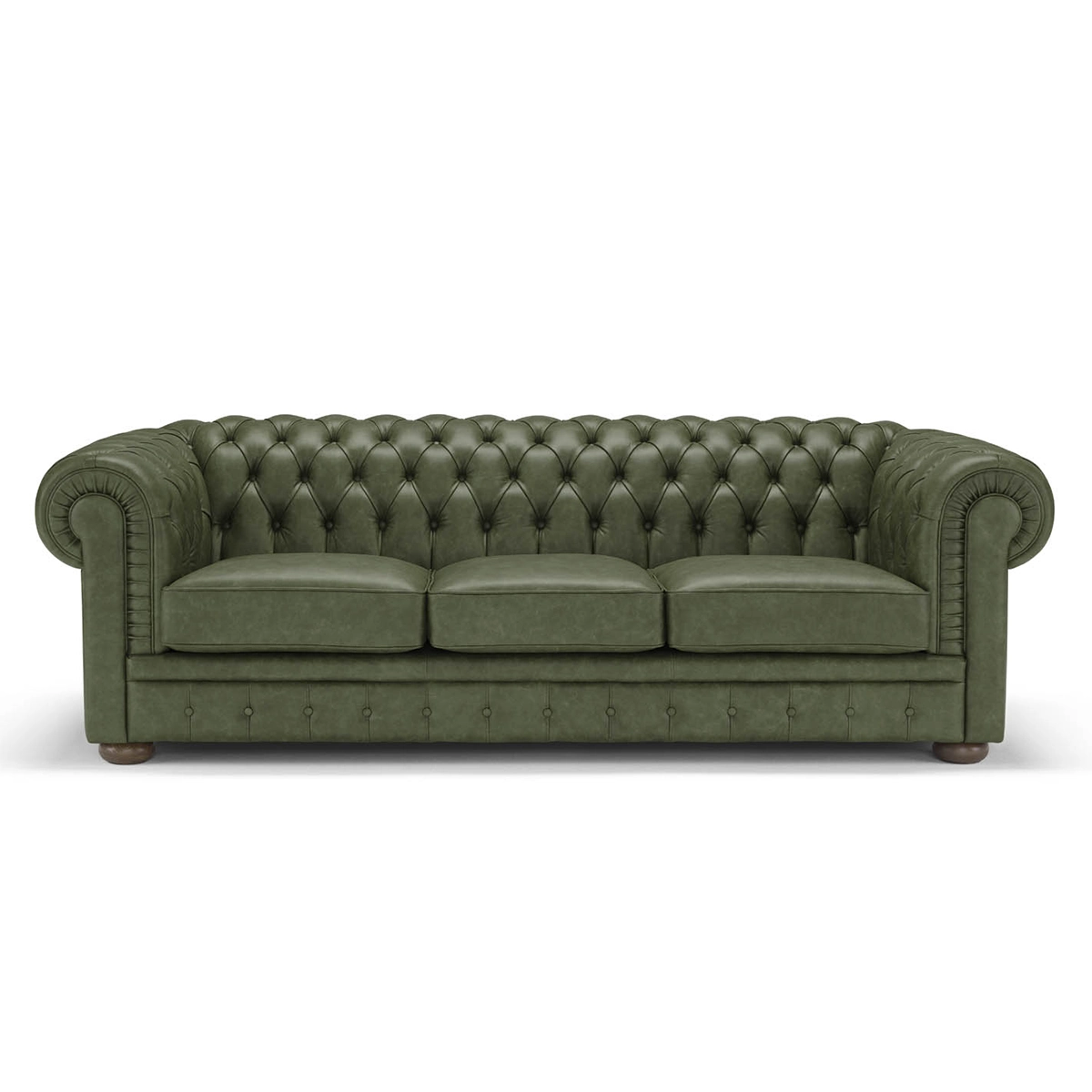 Three-seater leather Chesterfield sofa