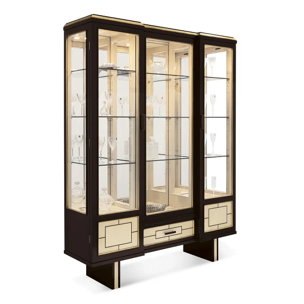 Maya display cabinet 3 doors w/ pedestals made in italy su misura